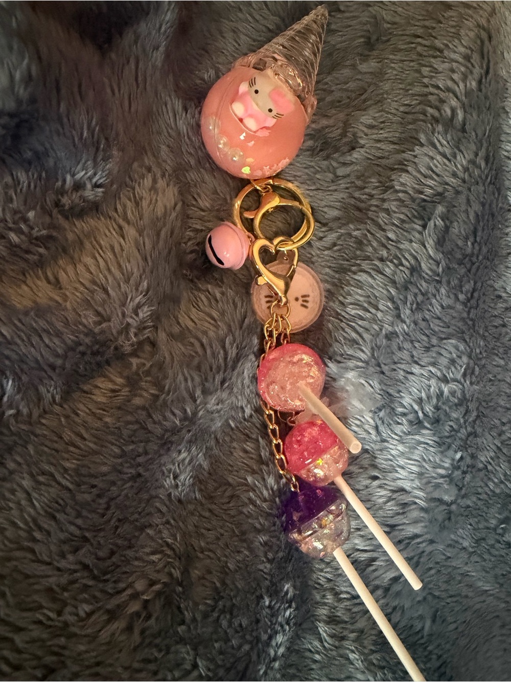 Cute Pink Lollipop Keychain Charm or Bag Charm